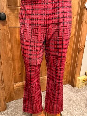 Sanctuary Red and Black Plaid Boot Cut Pants